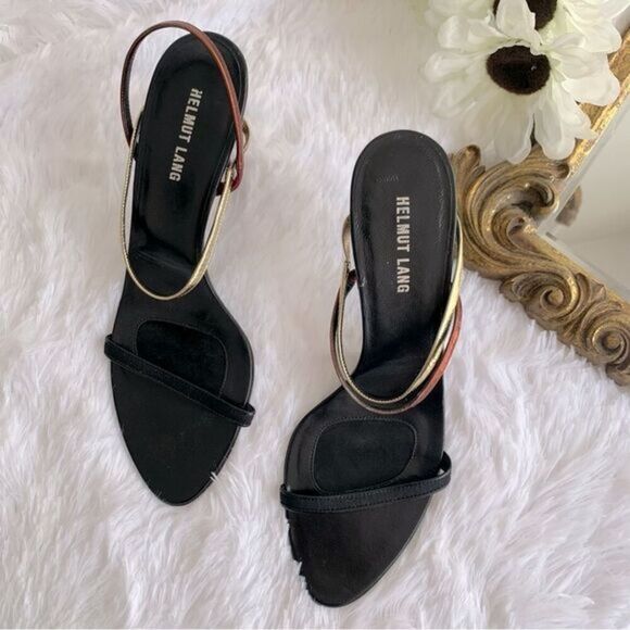 HELMUT LANG BLACK SLINGBACK HEELS - Picture 1 of 10